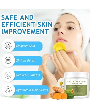 Turmeric Kojic Cleansing Pads - 60 Pack | Natural Face & Body Cleansing for Balanced Skin - Buy Online on SooperMarket.com