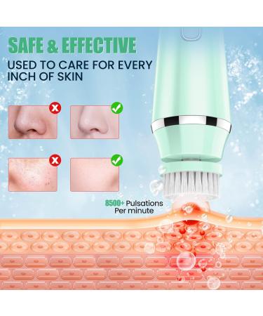 4 in 1 Facial Cleansing Brush - Electric Face Spin Brush with 4 Replacement Heads for Cleaning Exfoliating Massaging (Green) - Buy Online on SooperMarket.com