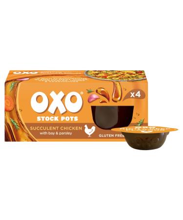 OXO Stock Pots Succulent Chicken With Garlic & Thyme With Real Meat Juices 4 x 20 g (80 g) Chicken With Bay & Parsley