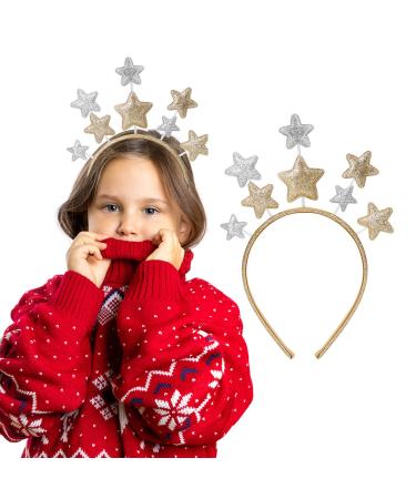 WLLHYF Glitter Star Headband Valentine's Day Hair Ties for Women Girls Stars Headpiece Hair Bands for Princess Glitter Band Hair Accessory for Kids Adults Holiday Festival Birthday Party