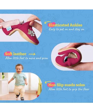 Soft Sole Leather Baby Walking Shoes 12-18 Months Pink Blossoms | Boy & Girl Toddler Shoes - Buy Online on SooperMarket.com