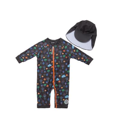 BONVERANO Baby Boys Swimsuit Toddler Bathing Suit Full-Length Zipper One Piece Swimwear with UPF 50+ Sun Protection 18 Months Plant.