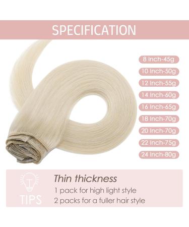 Silk-co Real Hair Extensions Hair Extensions Clip in Human Hair (8inches-45g #60 Platinum Blonde) 8pieces Straight -Basic Thickness-Thin Weft- Remy Hair Extensions 8 Inch #60 Platinum Blonde - Buy Online on SooperMarket.com