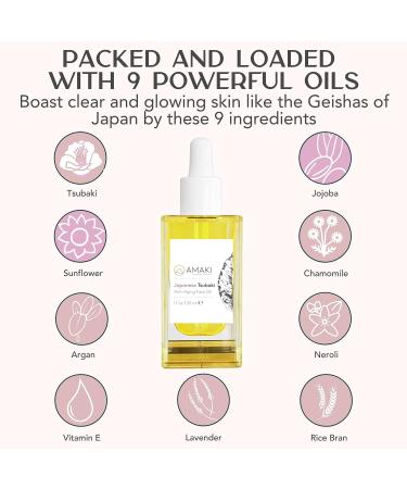 Amaki Japanese Tsubaki Oil: Face Moisturizer for Women - Anti Aging, Hydrating, Gua Sha Oil - 50ml - Buy Online on SooperMarket.com