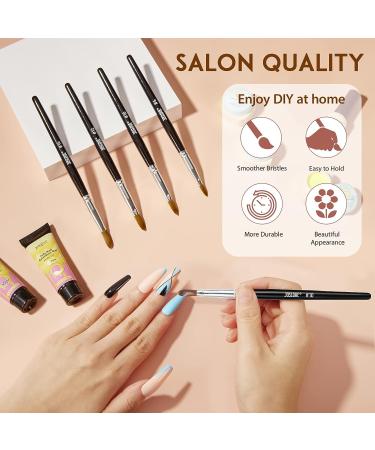 JOSLOVE 5Pcs Kolinsky Acrylic Nail Brush Set - Sizes 6/8/10/12/14 for Acrylic Powder Application - Wooden Handle - Ideal for Beginner & Professional DIY Nail Extensions - Buy Online on SooperMarket.com
