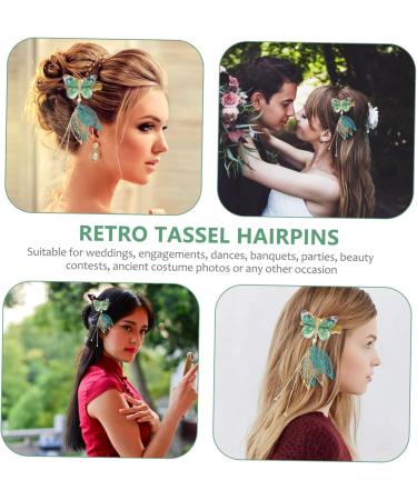 minkissy 3 Pairs Tulle Butterfly Hair Clip Tassel Hair Clips Hanfu Women's Metal Accessories - Buy Online on SooperMarket.com
