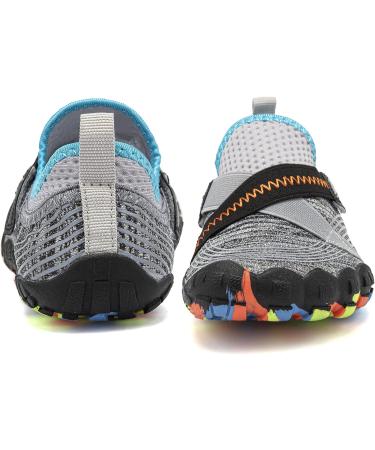 Kids Water Shoes - Lightweight Slip-On Aqua Sock for Boys & Girls - Comfort Sole for Easy Walking - Grey/Blue - Size 2 Big Kid - Buy Online on SooperMarket.com