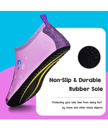 Kids Toddler Water Shoes Quick Dry Aqua Socks Non Slip Beach Swim Pool - D-Purple Shiny Mermaid - Size 12.5-13 Little Kid - Buy Online on SooperMarket.com