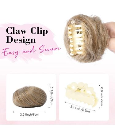 REECHO Space Bun Hair Pieces 2 PCS Mini Claw Clip in Messy & Cat Ears Fake Hair Bun Extensions Wig Accessory Updo Hairpieces for Women Girls (Pack of 2-3" Straight Dark Blonde) Pack of 2 - 3" Straight Dark Blonde - Buy Online on SooperMarket.com