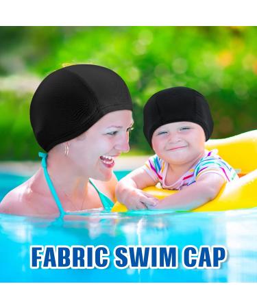 3 Pack Elastic Swimming Caps - Comfortable Non-Slip Unisex Fabric Caps for Women Men & Children - Black - Buy Online on SooperMarket.com