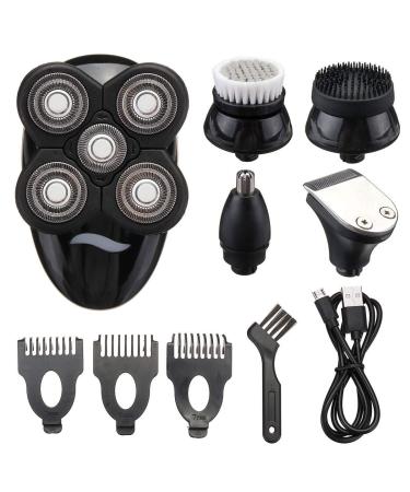 Electric Shaver 5 in 1 Rechargeable Five Floating Heads Razors Nose Ear Hair Trimmer Hair Clipper Men Facial Cleaning Brush