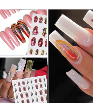 Virgin Mary & San Judas Nail Stickers Set - Retro Nail Decorations for Acrylic Nails - Buy Online on SooperMarket.com