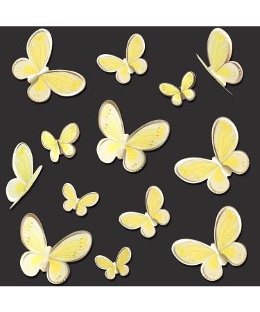 Blumomon 30 PCS 3D Butterfly Cupcake Toppers - Yellow Gold Rim - Perfect for Weddings Baby Showers and Birthday Parties - Buy Online on SooperMarket.com