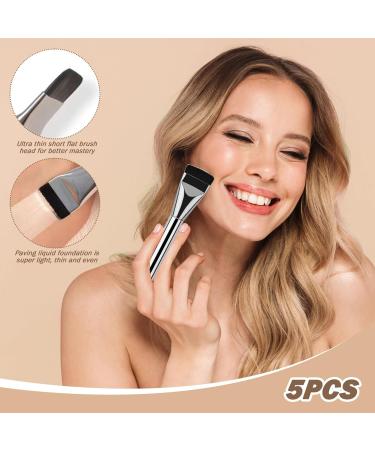 Flat Foundation Brush 5Pcs Liquid Foundation Brush Streak-Free Flat Makeup Brush Ultra Thin Concealer Brush for Liquid Cream Foundation Powder Buffing Blending - Buy Online on SooperMarket.com
