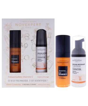 Vitamin C Essentials Set for Women - 2 Pc 1oz Boster with Vitamin C 1.35oz Express Radiant Cleansing Foam