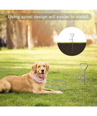 Dog Stake and Tie Out Cable Heavy Duty Stainless Steel Spiral Ground Spike Stake 2 PCS Outdoor Dog Camping Tie Out Lead Leash with & Whistle for Dog Playing Camping and Backyard in Ground - Buy Online on SooperMarket.com