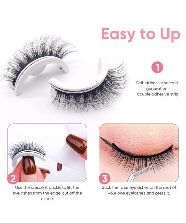 3 Pairs Reusable Self-Adhesive Waterproof False Eyelashes - Natural Look - Buy Online on SooperMarket.com