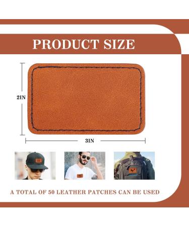 50Pcs Blank Leatherette Hat Patches with Adhesive Rectangle Leather Patches for Hats Custom Fabric Repair Laser Supplies(3 * 2inch) - Buy Online on SooperMarket.com
