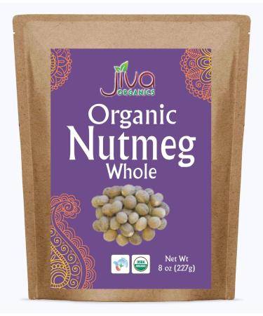 Jiva Organics Organic Nutmeg Whole 8 ounce Bag - 100% Natural & Non-GMO Spice 8 Ounce (Pack of 1)