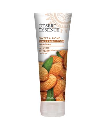Desert Essence  Sweet Almond Hand & Body Lotion 8 fl. oz. - Gluten Free - Vegan - Cruelty Free - Sweet Almond Oil  Shea Butter & Jojoba Oil - Softens and Nourishes Skin 8 Fl Oz (Pack of 1)
