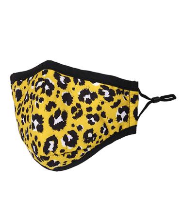 Washable Reusable 3 Layers Cotton Cloth - Light Yellow - Leopard Print One Size Fits Most