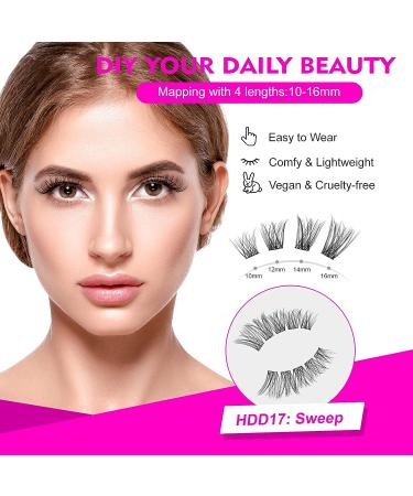 Caelymine D Curl Lash Extension Clusters - 72pcs Natural Look 10-16mm MIX (HD17) - Buy Online on SooperMarket.com