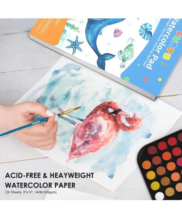 Funto Watercolor Set - 48 Color Paint with Brushes, Water Brush Pens, Pad, Tape, Sponge, Palette - Painting Kit for Kids, Adults, Beginners - Buy Online on SooperMarket.com