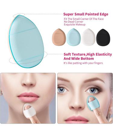 HEYMKGO 4 Triangle Powder Puff & 2 Mini Velvet Makeup Sponges - Reusable Wet Dry Foundation Applicator for Face & Eyes - Black - Buy Online on SooperMarket.com