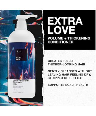IGK EXTRA LOVE Shampoo and Conditioner Set (33.8 Oz) | Volume & Thickening | Vegan & Cruelty-Free | International Shipping Available - Buy Online on SooperMarket.com