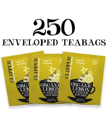 Clipper Organic Lemon & Ginger Tea Bags - 250 Individually Wrapped | Caffeine-Free Herbal Tea - 250 Count | Eco-Conscious & Biodegradable | Bulk Buy for Home & Catering - Buy Online on SooperMarket.com