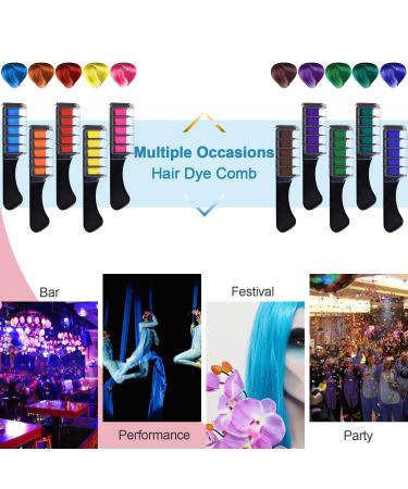 Kalolary Temporary Hair Chalk for Girl - 10 Washable Colors - Rainbow Hair Dye Comb for Birthday, Masquerade, Cosplay - DIY Decorate Gift - Buy Online on SooperMarket.com