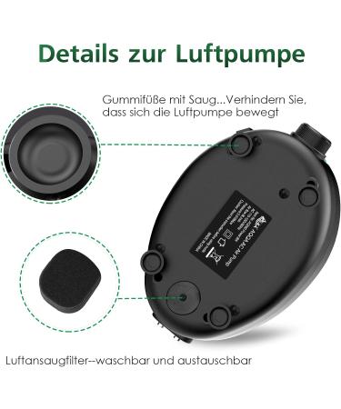 Buy AQQA Ultra Quiet Aquarium Air Pump - 5W Adjustable Oxygen Pump for Aquariums Up to 600L - Double Air Outlet - Buy Online on SooperMarket.com