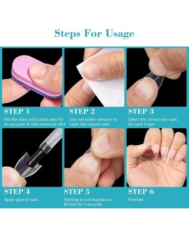 500PCS Short Stiletto Nail Tips for Acrylic Nails - Clear Almond Fake Nails - Half Cover Nail Extension Tips - 10 Sizes with Box - Buy Online on SooperMarket.com