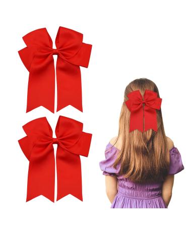2 Pack 6 inch Bow Hair Clips Large Hair Bow Hair Barrette Clips for Women Girls Red Hair Bows