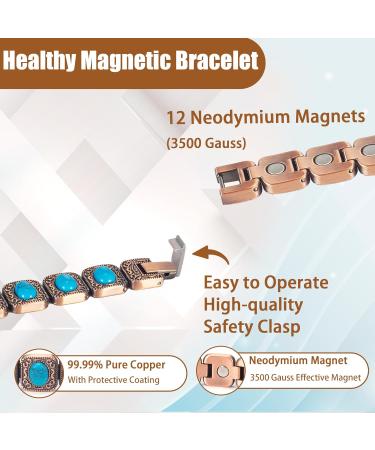 EnerCoppeX Copper Magnetic Bracelet for Women - Turquoise Jewelry with 3500 Gauss Magnet (COB-0171) - Buy Online on SooperMarket.com
