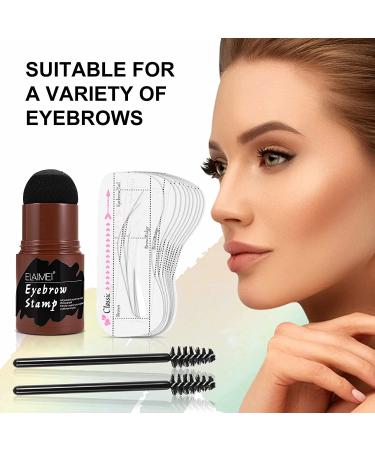 Waterproof Eyebrow Stamp Stencil Kit with 10 Reusable Stencils and 2 Pencil Brushes - Hairline Shadow Powder Stick Included (Black) - Buy Online on SooperMarket.com