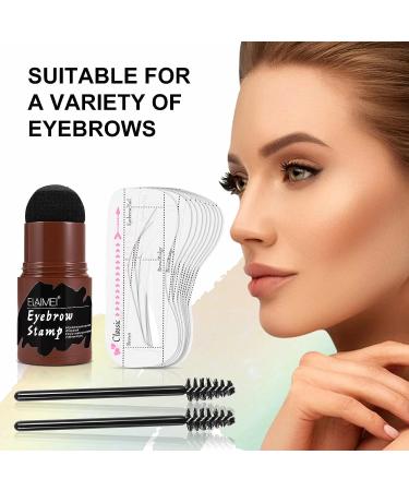 Eyebrow Stamp Shaping Kit with Long-Lasting Buildable Brown Black Powder - Includes 10 Stencils and 2 Pen Brushes - Perfect Gift for Women - Buy Online on SooperMarket.com