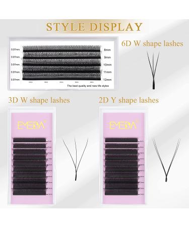 EMEDA 6D W Lash Extensions D Curl .07mm Mix Tray - 8-12mm Premade Volume Fans - Buy Online on SooperMarket.com