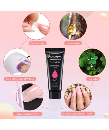 Complete Wakaniya Poly Nail Gel Kit with UV Lamp - 10 Colors for DIY French Ombre Nails - Buy Online on SooperMarket.com