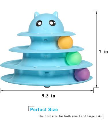 UPSKY 3-Level Cat Toy Roller Turntable with Colorful Balls - Interactive Fun for Kittens - Blue - Buy Online on SooperMarket.com