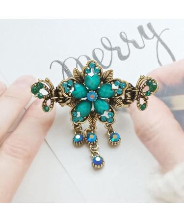 Flower Butterfly Hair Barrettes Vintage French Rhinestone Hair Clasps Claws Floral Hair Clips Accessories for Women Girls Teens (Blue C) - Buy Online on SooperMarket.com