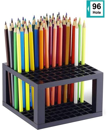 96 Hole Pencil & Brush Holders 2 Pack Multi Bin Plastic Desk Stand Organizer Holding Rack for Pens Paint Brushes Colored Pencils Gel Pens Markers and Modeling Tools Storage & Organizing Crate - Buy Online on SooperMarket.com