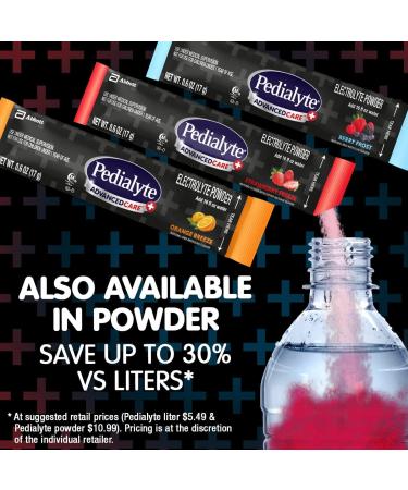 Pedialyte Advancedcare Plus Electrolyte Drink 1 Liter 4 Count with 33% More electrolytes & Has Preactiv Prebiotics Berry Frost - Buy Online on SooperMarket.com