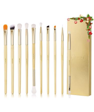 Beili eyeshadow brush 10 PCs Eyeshadow Brushes Eye Makeup Brush Eyes Detailing Eyeliner Brush make -up brush Set Ideal for the blending of eyeshadow powder highlighter concealer bamboo