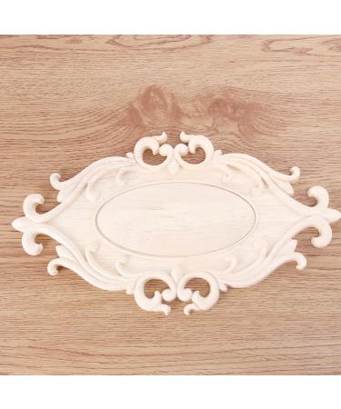 RORPOIR 1pc Unpainted Frames Decorative Appliques for Furniture Wood Onlays for Bed Flowers Carved - Buy Online on SooperMarket.com