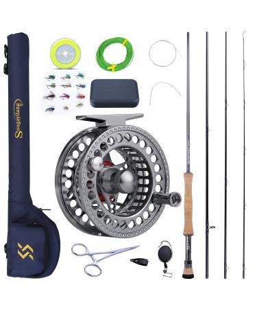 Soougayilang fly fish rod and spool 4 pieces ultra-light portable fly rod and CNC milling aluminum alloy complete start Package with rod pocket fly fishing combo #8