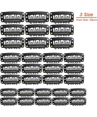 90 PCS U Form Metal Wig Clips - Soft Rubber Hair Extension Combs Snap Clips & Replacement Clips - 3.3cm/2.8cm/2.3cm | International Shipping - Buy Online on SooperMarket.com