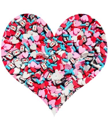 EHOPE 50G Fake Sprinkles Clay Sprinkles Nail Art Slices Polymer Slices Fake Candy Sugar Sprinkles for Nail Art DIY Crafts Cake Phone Case (50g-Love Letter)