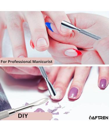AFTREN Double Sided Metal Cuticle Pusher Tool Manicure Pedicure Salon Professional Cuticle Remover Quality J2 Curved Edge Stainless Steel - Buy Online on SooperMarket.com