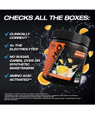 PVL Pro Series PROH2O | Advanced Hydration powder electrolyte powder with 5 key electrolytes no sugar carb free zero calories - 30 serving (255 G Orange Krush'd) Orange Krush'd 30 Servings (Pack of 1) - Buy Online on SooperMarket.com